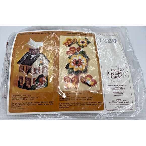 Vintage The Creative Circle Stitchery KIT  #1220, 1226 USA Butterflies & Cottage - Picture 1 of 14